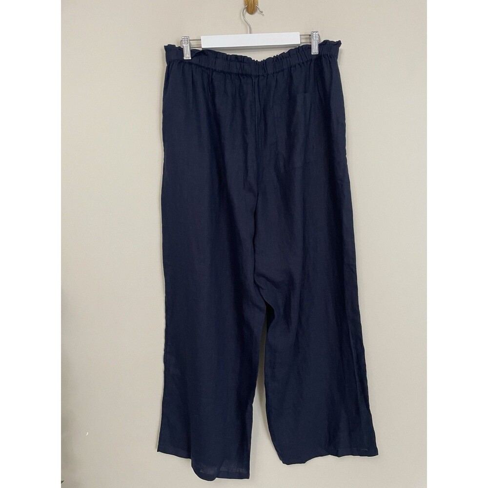 J.Crew Soleil Wide Leg Pant 100% Linen Elastic Waist NWOT Size L Large - Picture 2 of 11